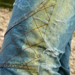 Öko-Designer-Jeans Unikat farbige Verwaschung